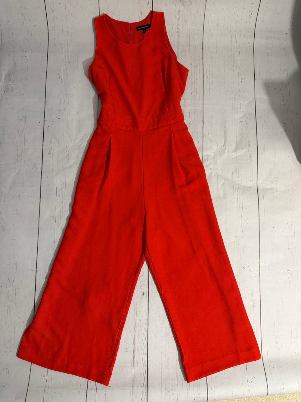 Banana Republic Orange Sleeveless Button Up Romper Jumpsuit Wide Leg Size 14